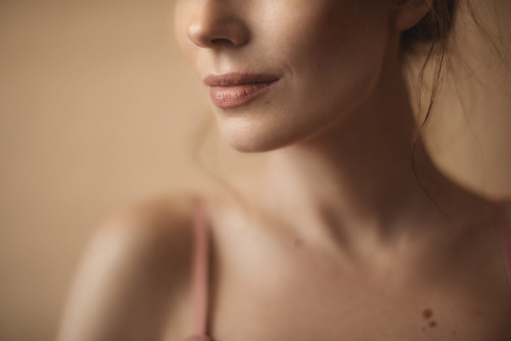 Close-up of a person’s face.